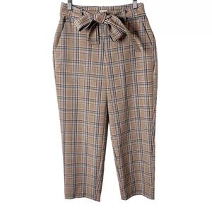 Women' High-Rie Plaid Tie Wait Traight Pant - a New Day Sz 4